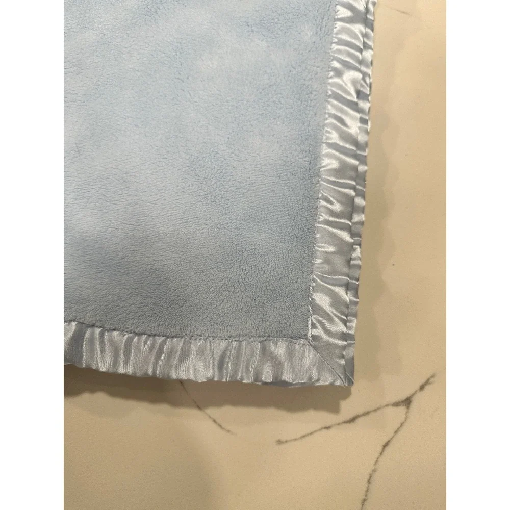Nursery Rhyme Baby Blanket Blue Fleece Satin Trim Ruffle Sherpa Plush